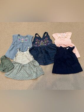 Baby Girl Dress Bundle 3-6months Carter’s Bonnie Baby Floral Denim Outfits 5pc